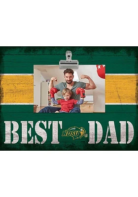 North Dakota State Bison Best Dad Striped Clip Picture Frame - Green