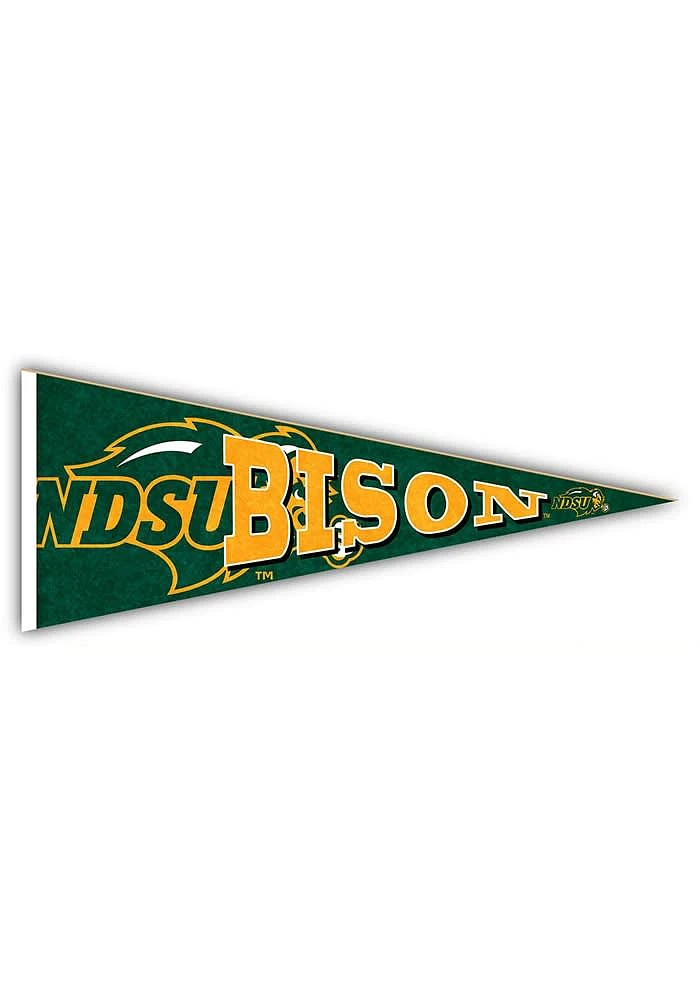 North Dakota State Bison Wood Pennant Sign - Green