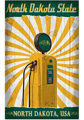 North Dakota State Bison Retro Pump Location Sign - Green