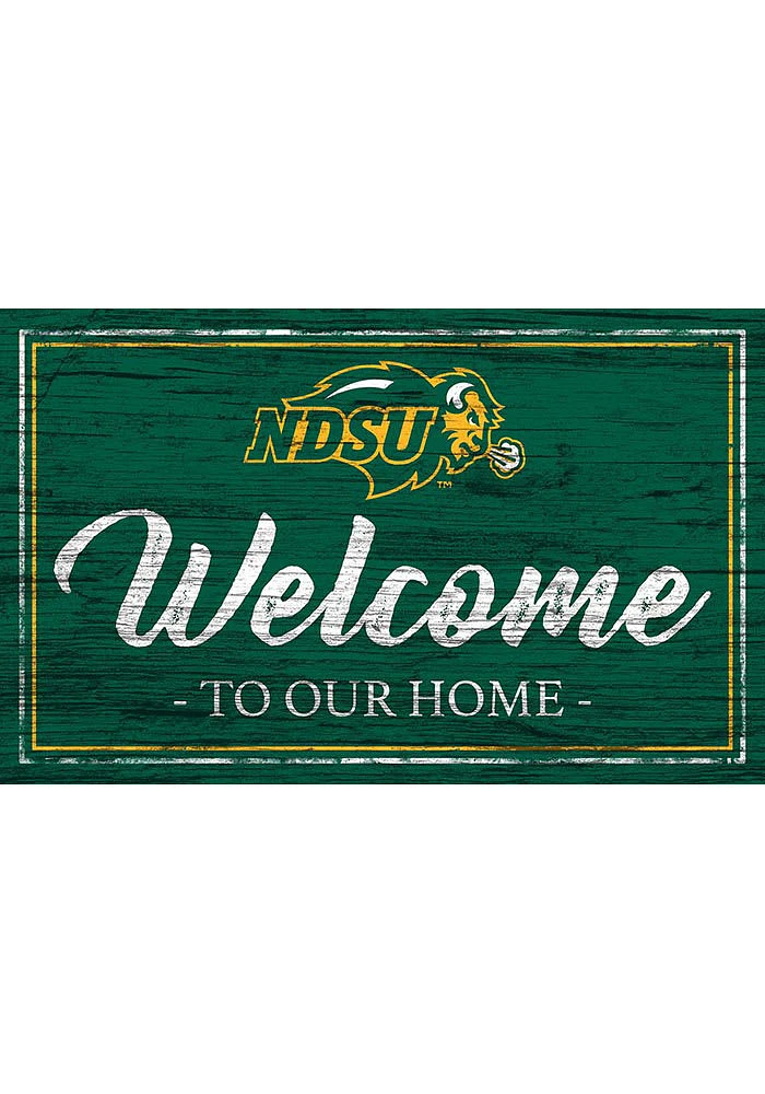 North Dakota State Bison Team Welcome 11x19 Sign - Green