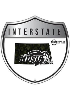 North Dakota State Bison 24in OHT Camo Interstate Sign - Green