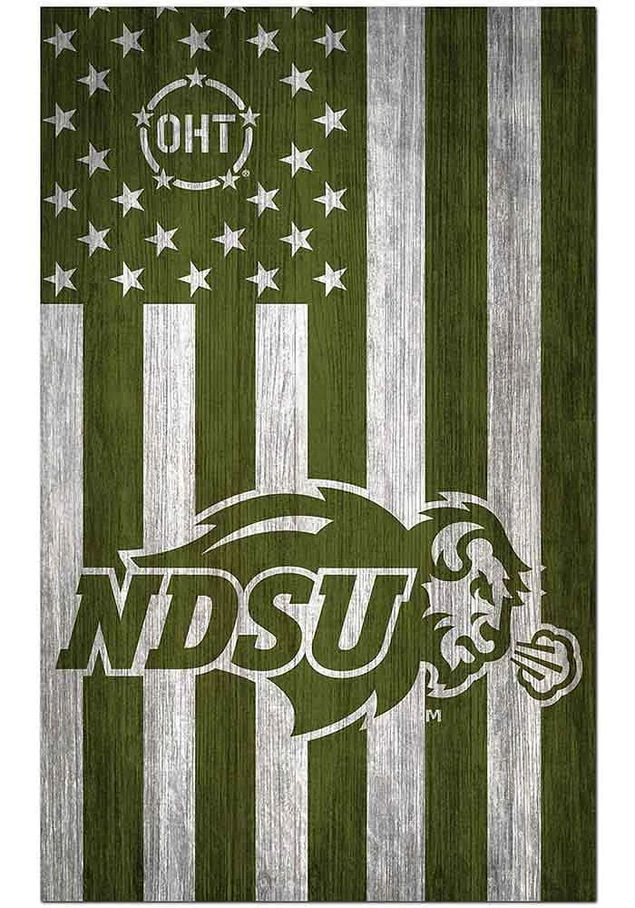 North Dakota State Bison 11x19 OHT Military Flag Sign - Green