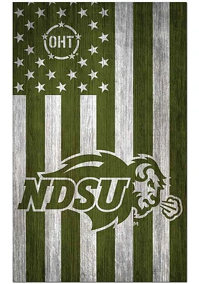 North Dakota State Bison 11x19 OHT Military Flag Sign - Green