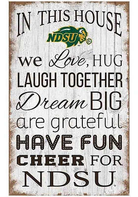 North Dakota State Bison In This House 11x19 Sign - Green