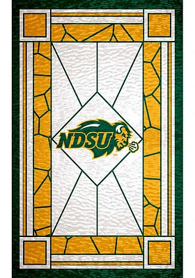 North Dakota State Bison Stained Glass Sign - Green