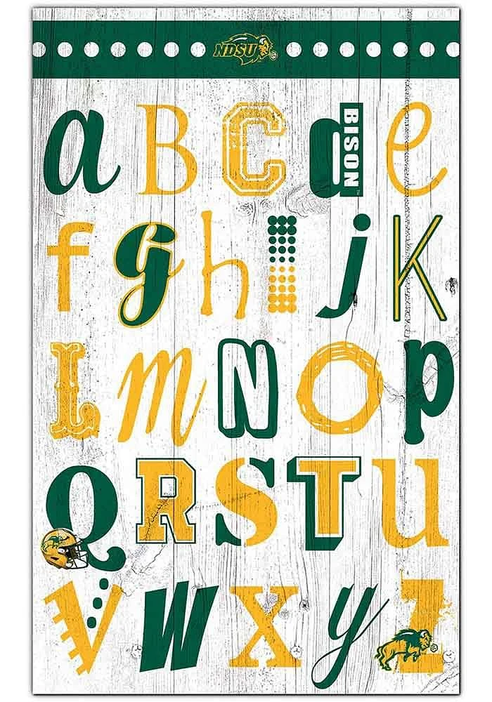 North Dakota State Bison Alphabet Sign - Green