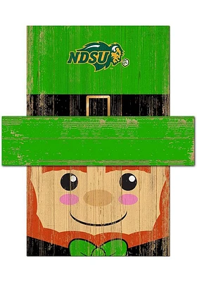 North Dakota State Bison Leprechaun Head Sign - Green