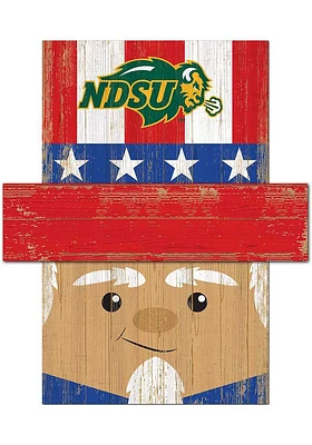 North Dakota State Bison Patriotic Head Sign - Green