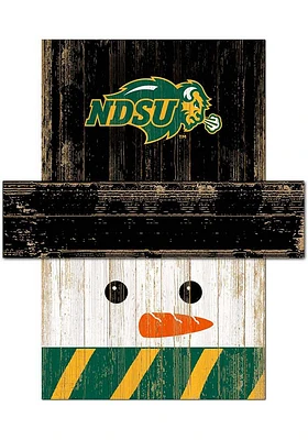 North Dakota State Bison Snowman Head Sign - Green