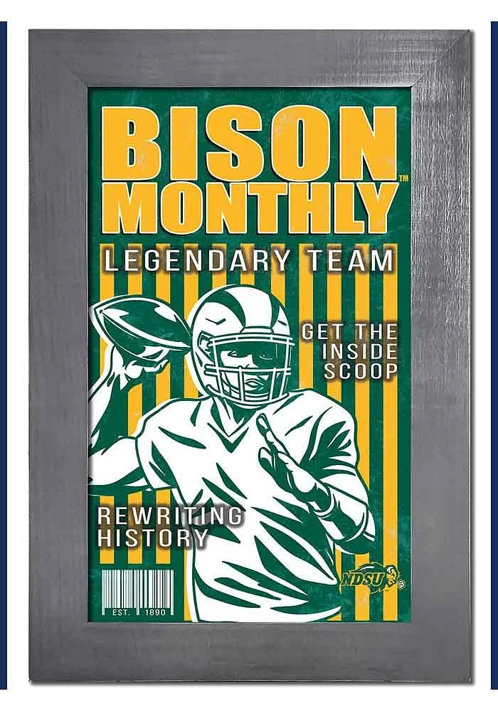 North Dakota State Bison 11x19 Framed Monthly Sign - Green