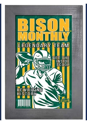 North Dakota State Bison 11x19 Framed Monthly Sign - Green