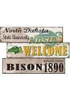 North Dakota State Bison Welcome 3 Plank Sign - Green