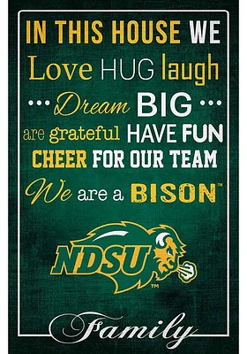 North Dakota State Bison In This House 17x26 Sign - Green