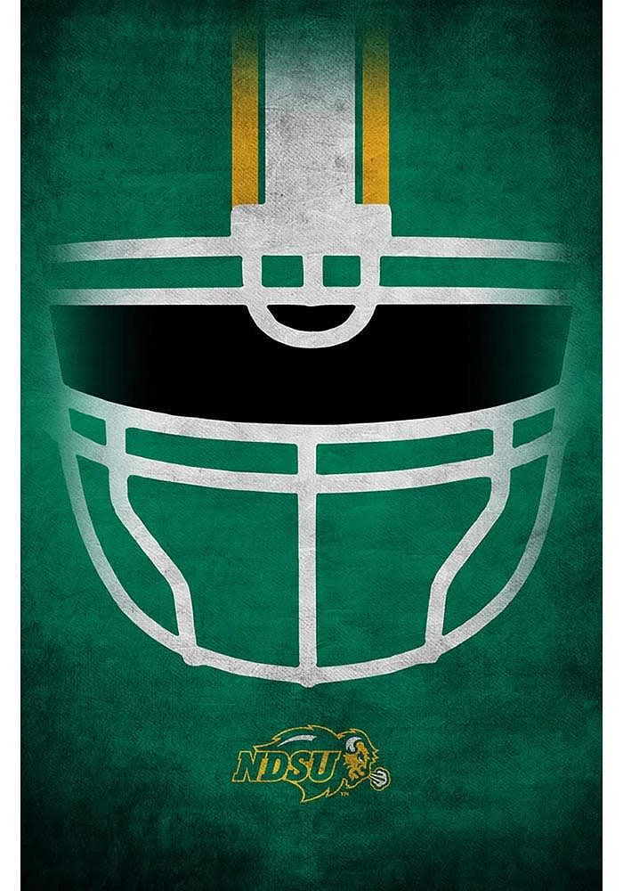 North Dakota State Bison Ghost Helmet 17x26 Sign - Green