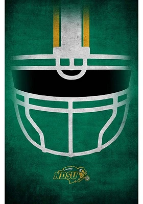 North Dakota State Bison Ghost Helmet 17x26 Sign - Green