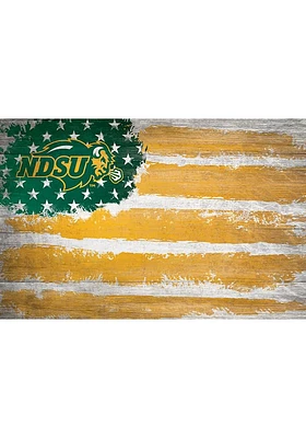 North Dakota State Bison Flag 17x26 Sign - Green