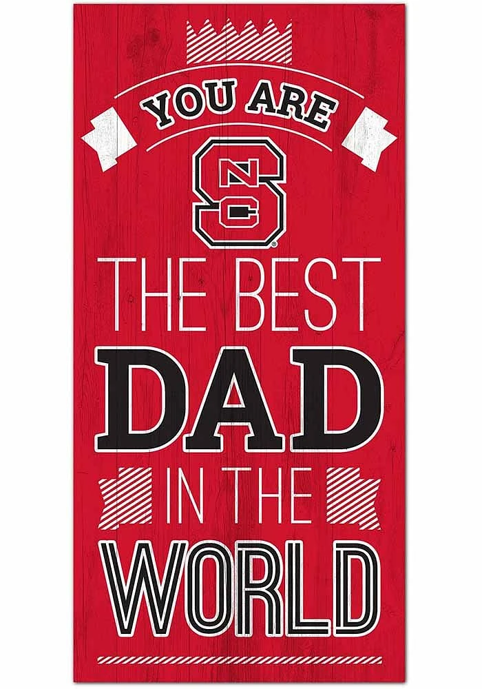 NC State Wolfpack Best Dad in the World Sign - Red