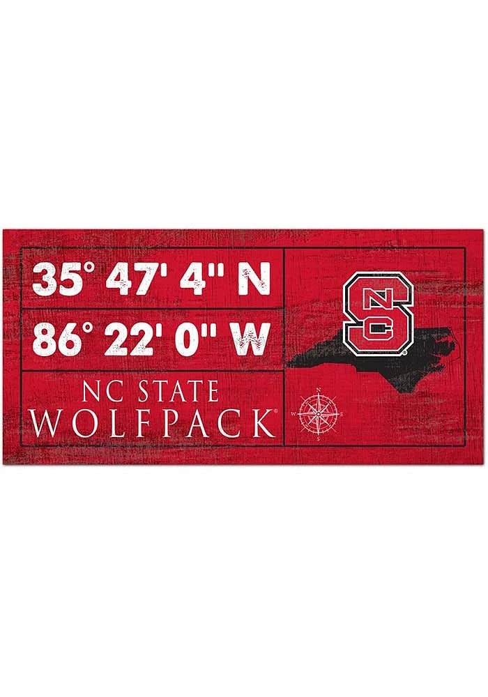 NC State Wolfpack Horizontal Coordinate Sign - Red
