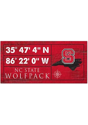 NC State Wolfpack Horizontal Coordinate Sign - Red