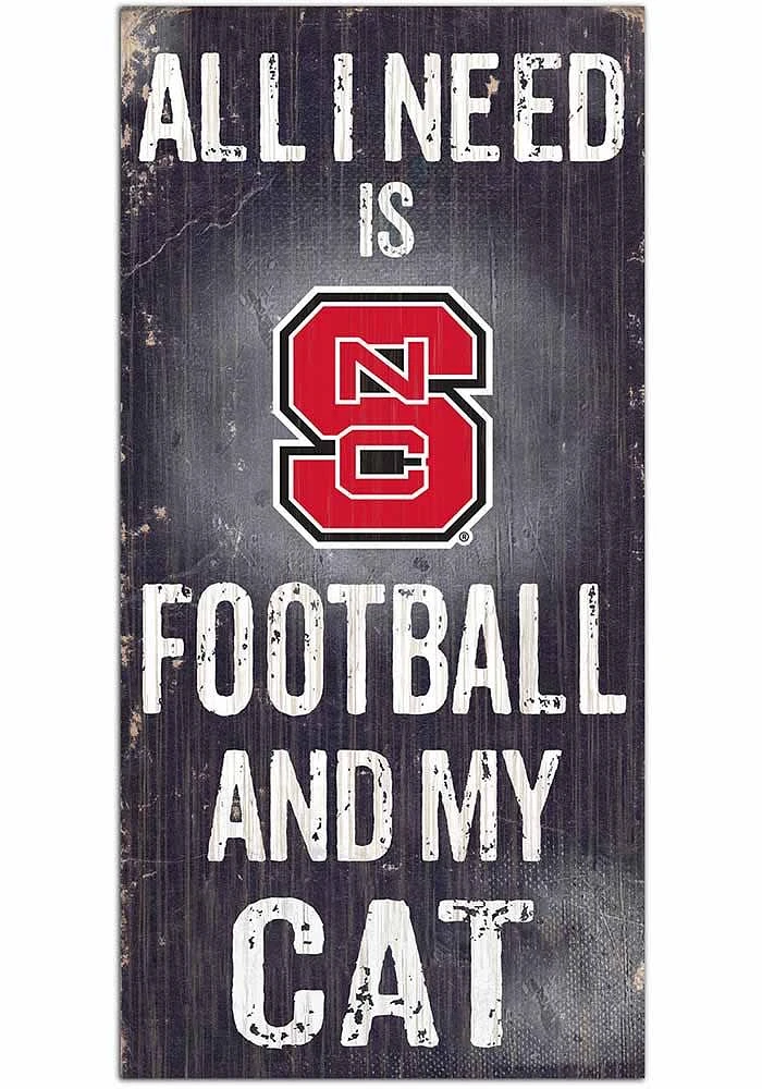 NC State Wolfpack Football and My Cat Sign - Red
