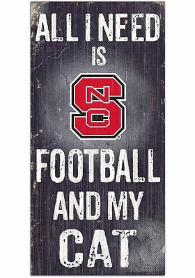 NC State Wolfpack Football and My Cat Sign - Red