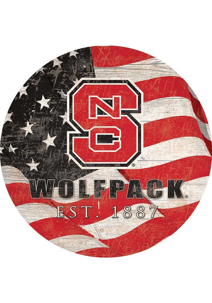 NC State Wolfpack 24in Flag Circle Sign - Red