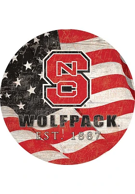NC State Wolfpack 24in Flag Circle Sign - Red