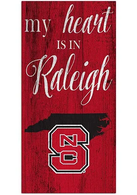 NC State Wolfpack My Heart State Sign - Red
