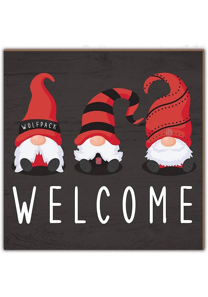 NC State Wolfpack Welcome Gnomes Sign - Red