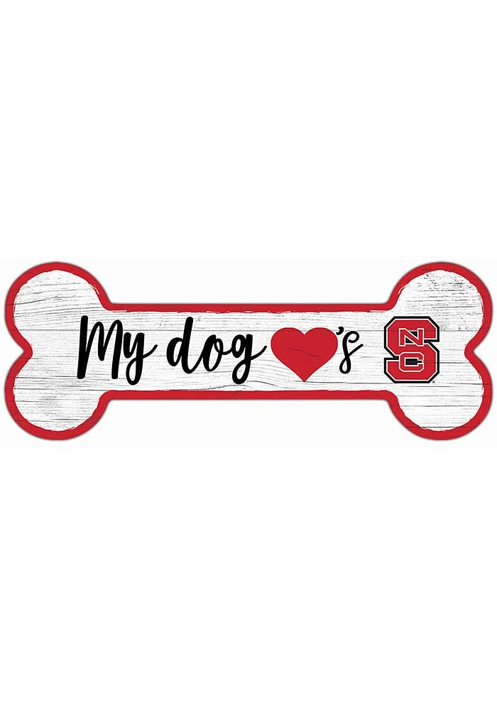 NC State Wolfpack Dog Bone 6x12 Sign - Red