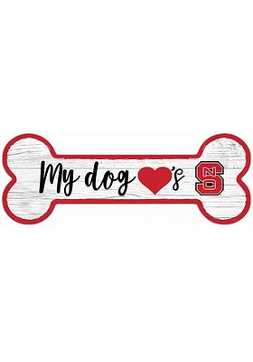 NC State Wolfpack Dog Bone 6x12 Sign - Red