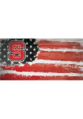 NC State Wolfpack Flag 6x12 Sign - Red