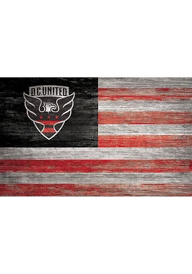 DC United Distressed Flag 11x19 Sign - Black