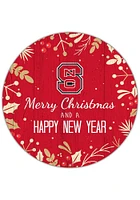 NC State Wolfpack Merry Christmas and New Year Circle Sign - Red