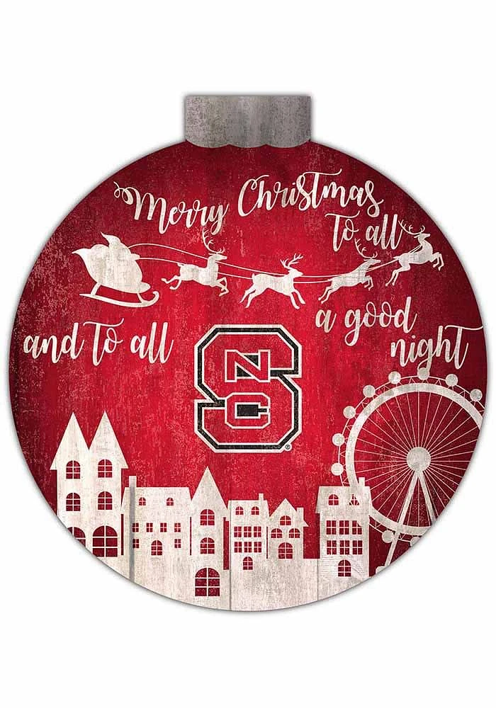 NC State Wolfpack Christmas Village Sign - Red