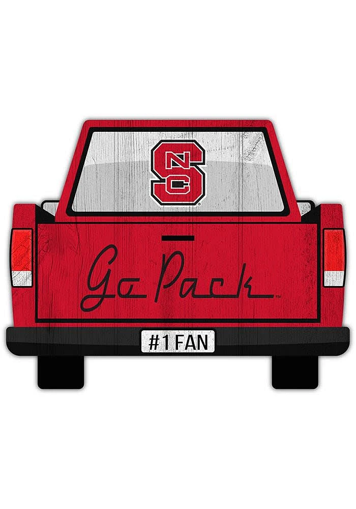 NC State Wolfpack Truck Back Cutout Sign - Red
