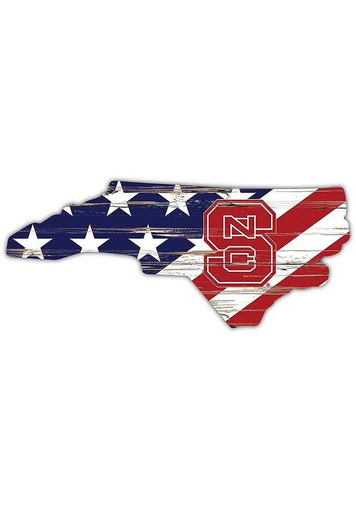 NC State Wolfpack 12 Inch USA State Cutout Sign - Red