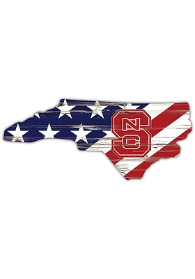 NC State Wolfpack 12 Inch USA State Cutout Sign - Red