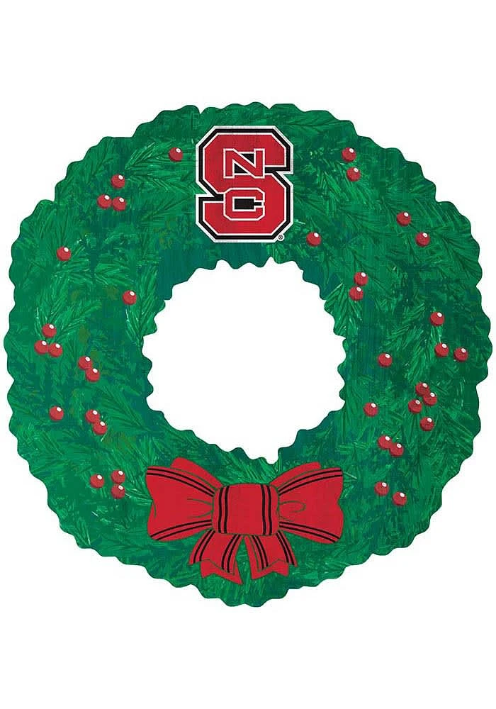 NC State Wolfpack Team Wreath 16 Inch Sign - Red