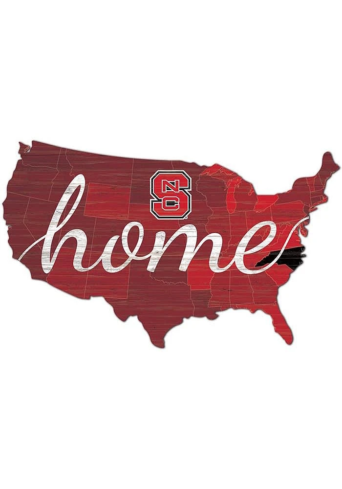 NC State Wolfpack USA Shape Cutout Sign - Red