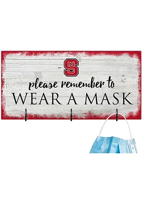 NC State Wolfpack Please Wear Your Mask Sign - Red