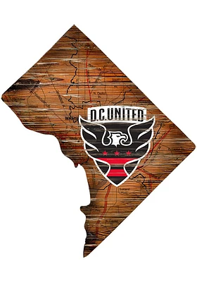 DC United Distressed State 24 Inch Sign - Brown