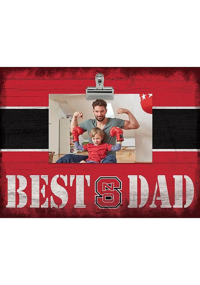 NC State Wolfpack Best Dad Striped Clip Picture Frame - Red