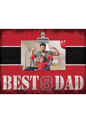 NC State Wolfpack Best Dad Striped Clip Picture Frame - Red
