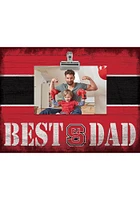 NC State Wolfpack Best Dad Striped Clip Picture Frame - Red