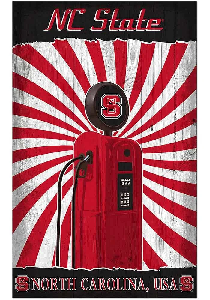 NC State Wolfpack Retro Pump Location Sign - Red
