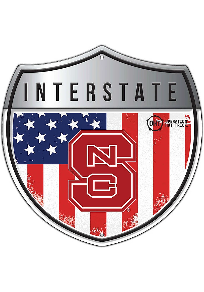 NC State Wolfpack 24in Americana Interstate Sign - Red