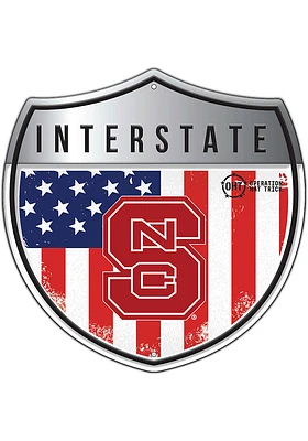NC State Wolfpack 24in Americana Interstate Sign - Red