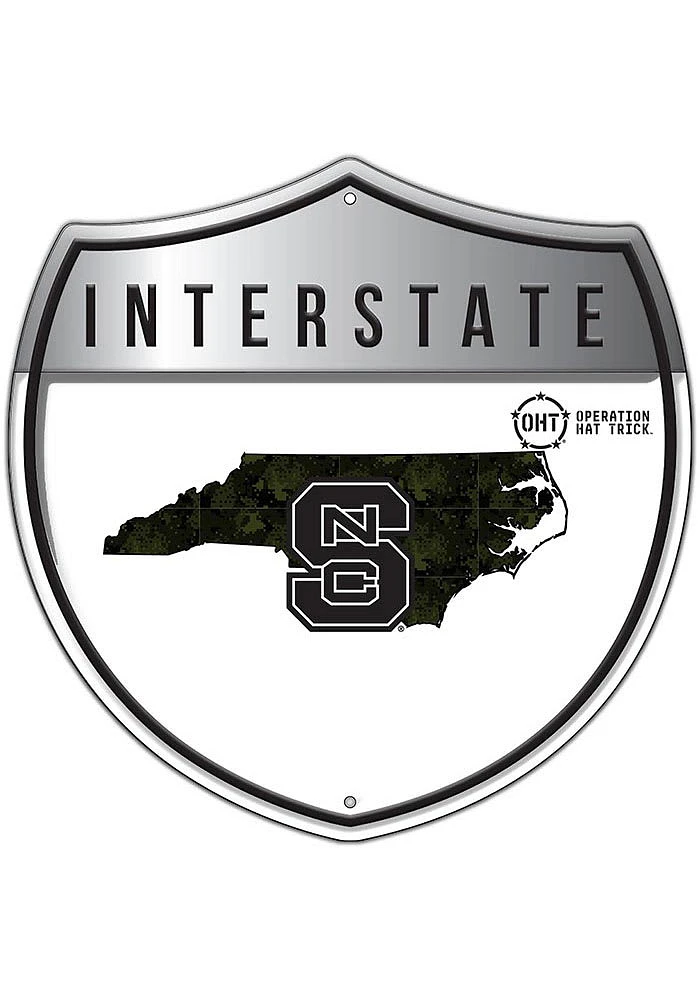 NC State Wolfpack 24in OHT Camo Interstate Sign - Red