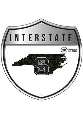 NC State Wolfpack 24in OHT Camo Interstate Sign - Red